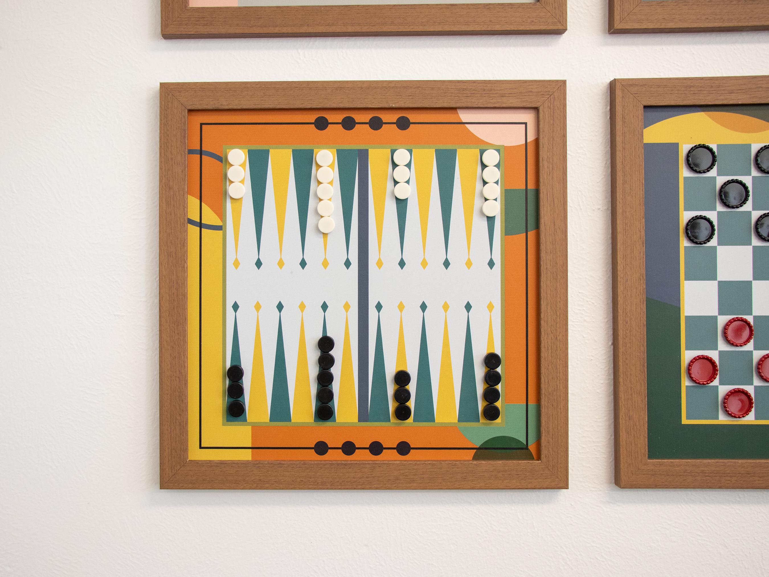 Mid-Century Modern Magnetic Game Set | Chess Set | Board Game | Room Decor | Game Room decor | Wall Games | Basement Decor | MCM Wall Art