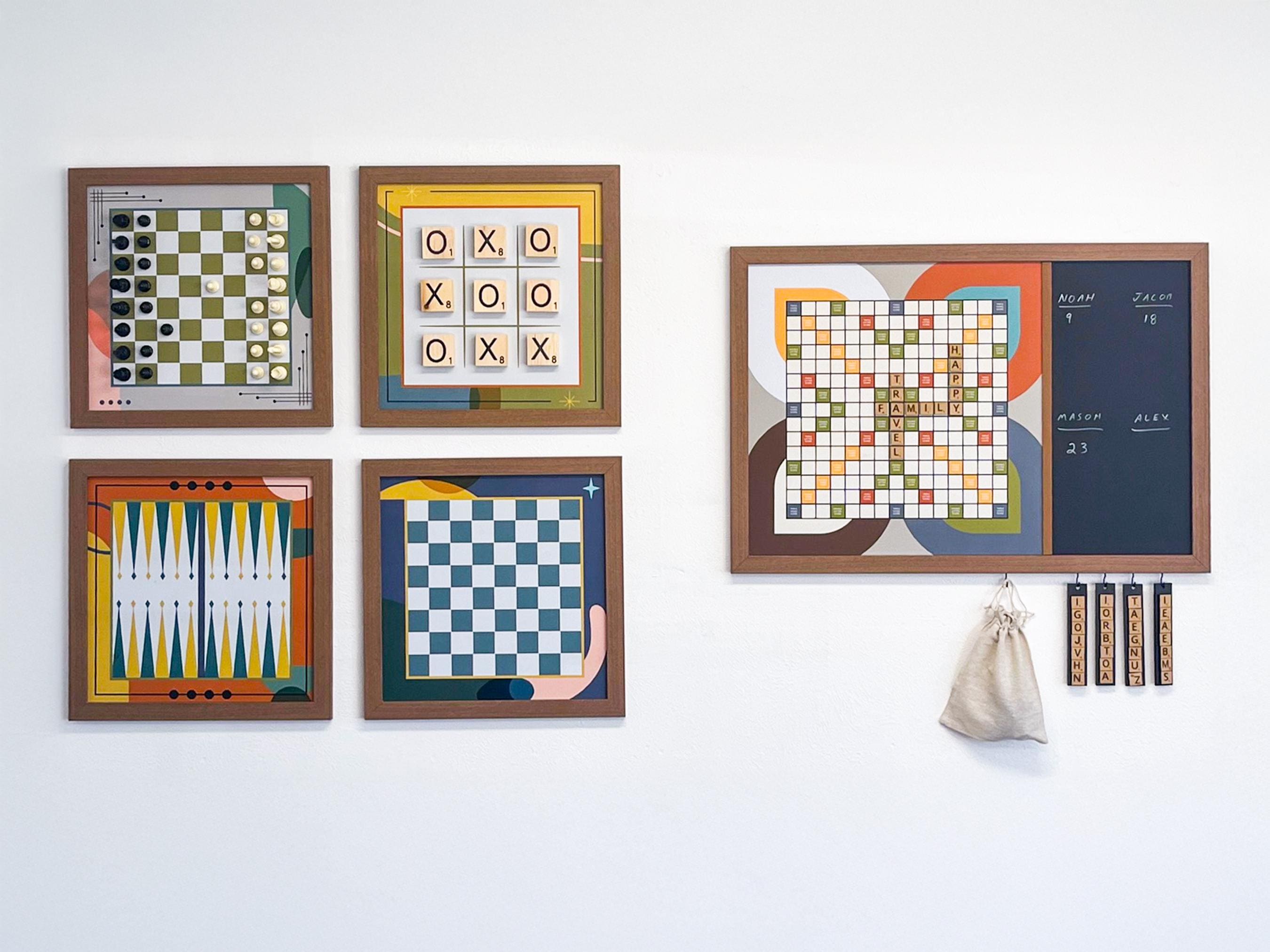 Mid-Century Modern Magnetic Game Set | Chess Set | Board Game | Room Decor | Game Room decor | Wall Games | Basement Decor | MCM Wall Art