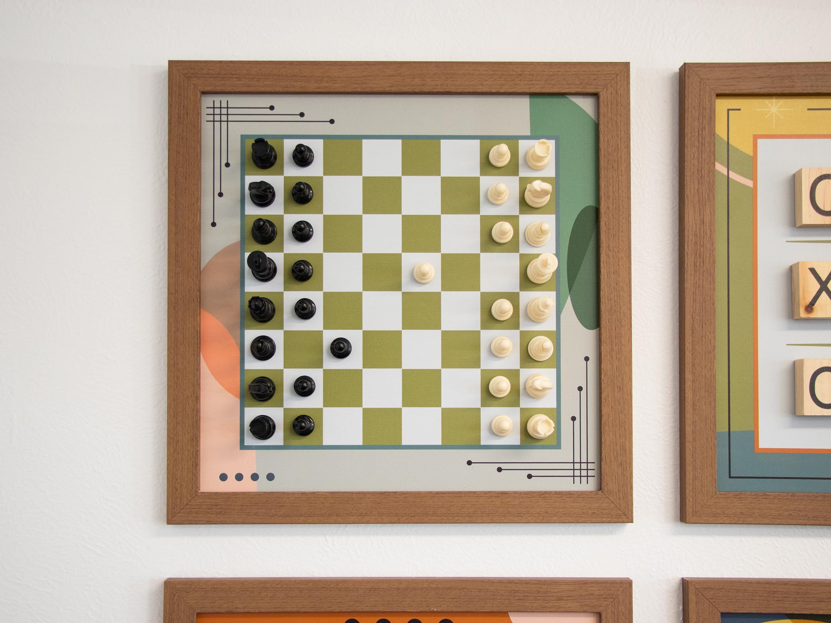 Mid-Century Modern Magnetic Game Set | Chess Set | Board Game | Room Decor | Game Room decor | Wall Games | Basement Decor | MCM Wall Art
