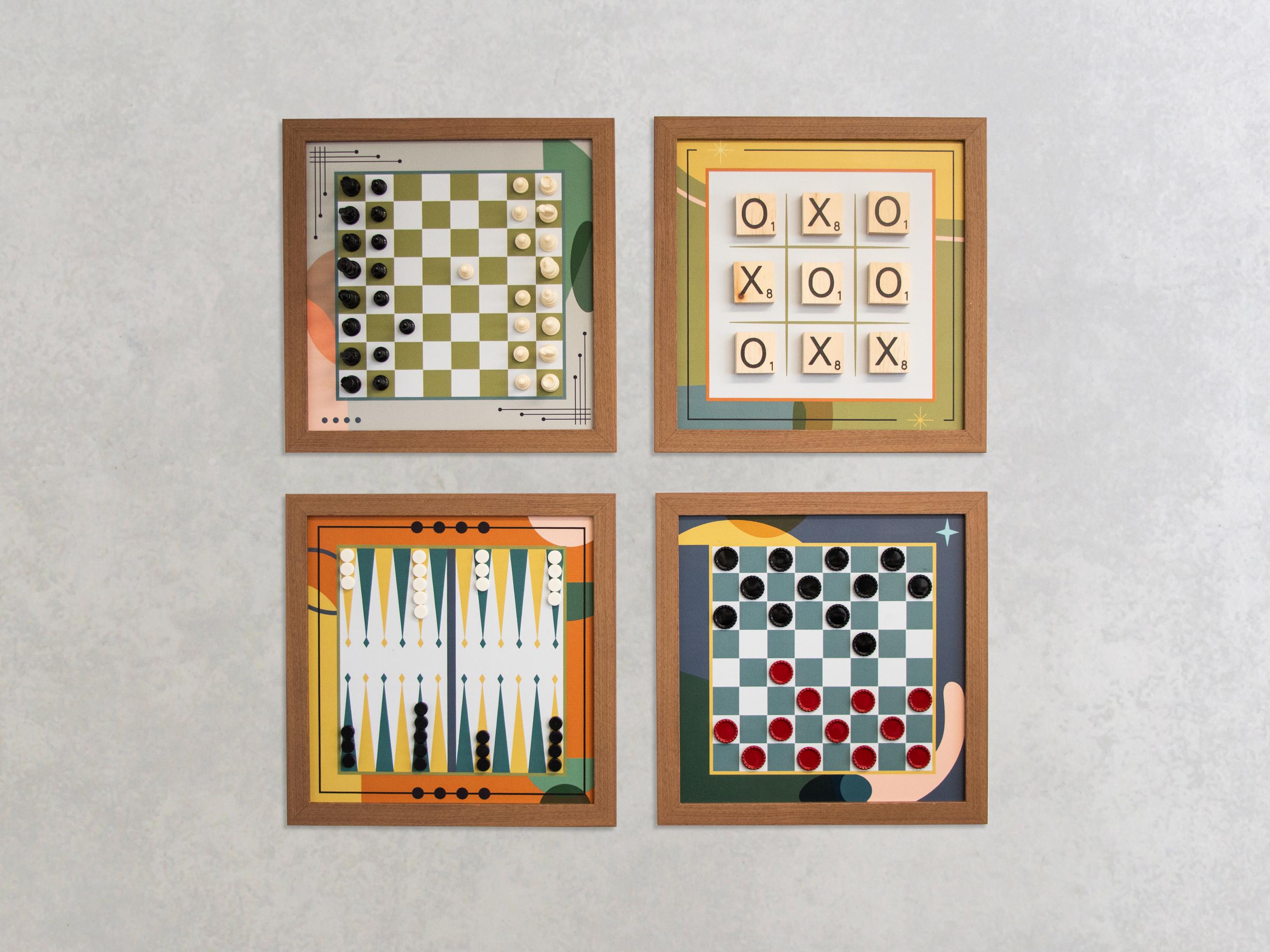 Mid-Century Modern Magnetic Game Set | Chess Set | Board Game | Room Decor | Game Room decor | Wall Games | Basement Decor | MCM Wall Art